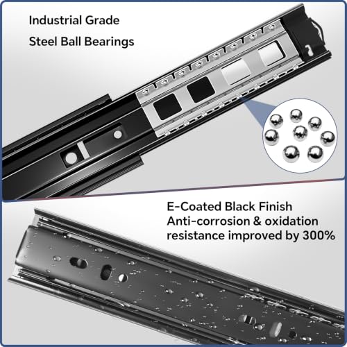 ToBeGreat 12 Inch Soft Close Drawer Slides, Full Extension, 1 Pair - color: Black-(Soft Close), size: 12 Inch