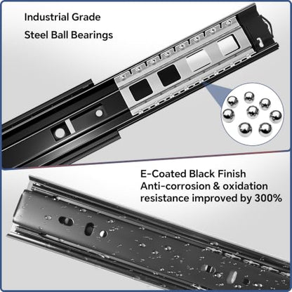 ToBeGreat 12 Inch Soft Close Drawer Slides, Full Extension, 1 Pair - color: Black-(Soft Close), size: 12 Inch