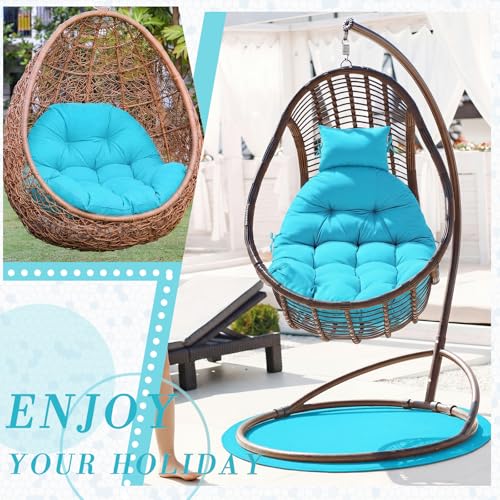 Tudomro Waterproof Egg Chair Cushion with Pillow Filling 2.58 kg Replacement Rocking Wicker Chair Cushion 48" x 32" High Back Hanging Swing Hammock Pad Thicken for Outdoor Patio Garden(Lake Blue) - color: Lake Blue