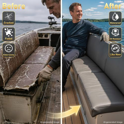 Marine Vinyl Faux Leather: 3 Yard Roll Gray Upholstery Fabric 0.6mm Premium Faux Leather - UV, Waterproof & Scratch-Resistant for Boat Seat Cars Sofa Repair - color: Gray, size: 3Yard（54"x108"）