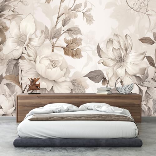 Warm-Toned Peony Flower Mural Peel-and-Stick - 96"x137" - color: ZZSL-05, size: 96"x137"