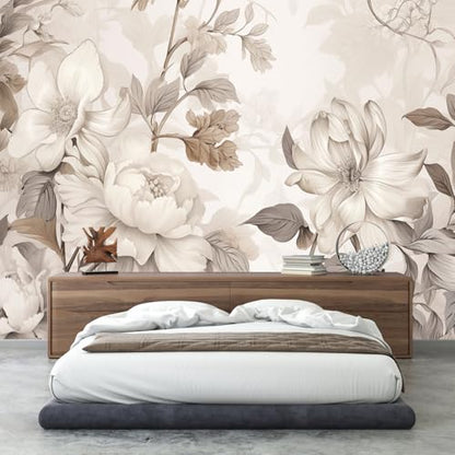 Warm-Toned Peony Flower Mural Peel-and-Stick - 85"x118" - color: ZZSL-05, size: 85"x118"