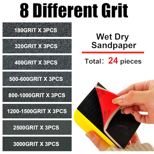 MAXMAN Sanding Sponge Set, 180-3000 Grit Foam, Wet/Dry Sandpaper for Wood - style: 180-3000 Grit Set