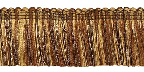 DÉCOPRO 1 3/4" (4cm) Long Noblesse Collection Beautiful Brush Fringe Trim # 0175HB, Cappuccino #D2A2 (Chocolate Brown, Light Beige, Light Brown) Sold By The Yard (36"/3 ft/0.9m) - color: Cappuccino #D2A2 (Chocolate Brown, Light Beige, Light Brown), size: