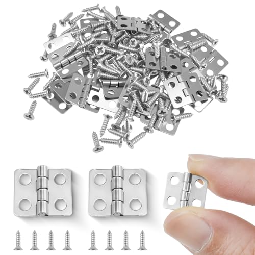 SDTC Tech 24-Pack Silver Mini Hinges 13x12mm 180 Degree Rotation - color: silver tone