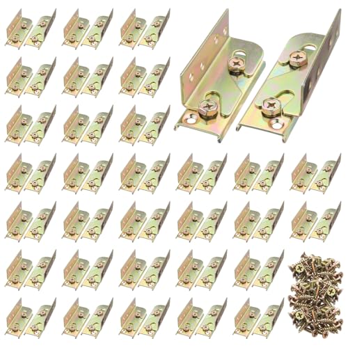 32Sets Bed Rail Bracket Non-Mortise with Screws for Wood Furniture - size: 32 Sets