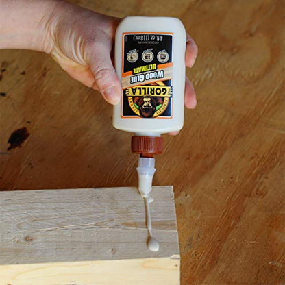 Gorilla Ultimate Waterproof Wood Glue, 4 Ounce, Natural Wood Color, (Pack of 6)