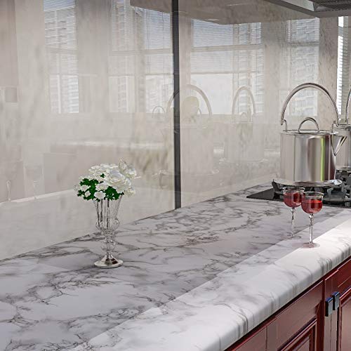 Art3d 15.8" x 120" (Pack of 1) Wall Panel Marble, Black/White - color: White, size: 15.8" x 120"