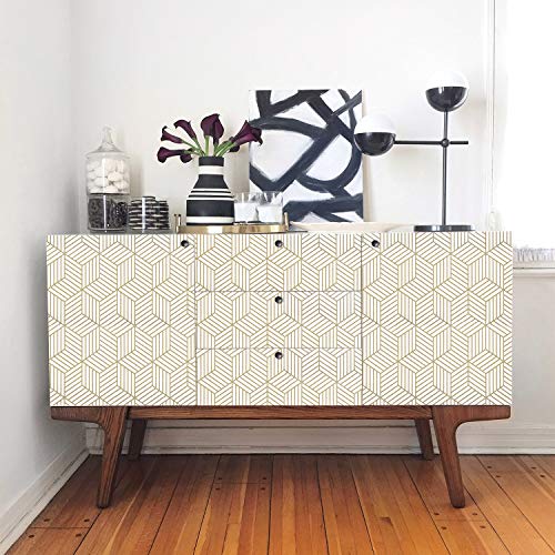WENMER 17.71 Inch x 708 Inch Geometric Hexagon Peel and Stick Wallpaper - Removable Self Adhesive Vinyl Film Roll for Home Use - color: Geometric Hexagon, size: 17.7" x 708"