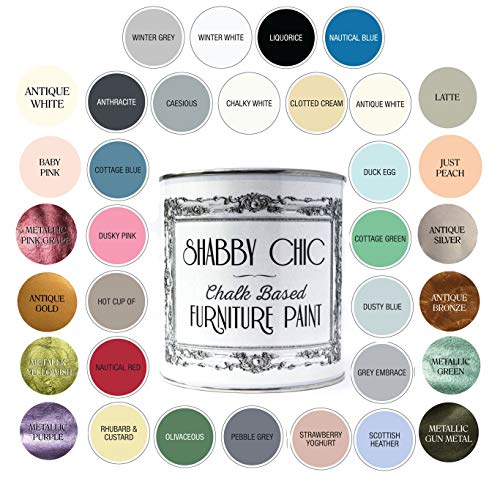 Shabby Chic Chalk Furniture Paint: Luxurious Metallic Paint, Craft Paint for Home Decor, DIY, Wood Cabinets - All-in-One Paints with Shiny Metallic Finish [Metallic Gun Metal] - (8.5 oz Covers 32 sf)