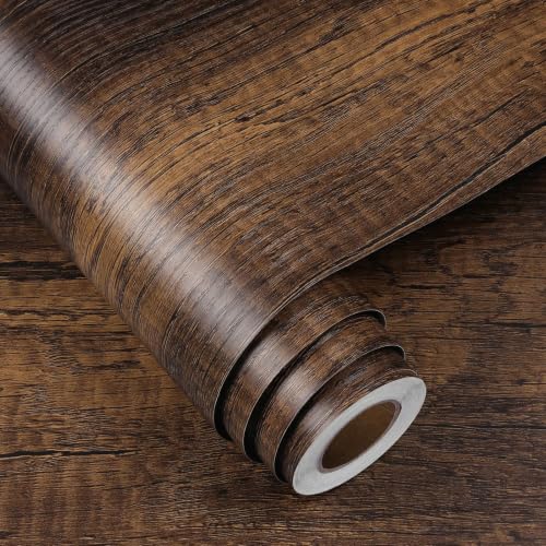 FunStick 15.8"x240" Brown Wood Countertop Contact Paper Peel and Stick Wood Grain Contact Paper for Cabinets Countertops Waterproof Self Adhesive Wood Wallpaper for Table Walls Counter Top Vinyl Wrap - size: 15.8" x 240"