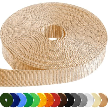 TECEUM Webbing Strap, 3/4" to 2", 10-50 Yds, Multi-Color Heavy Duty Tape - color: Champagne, size: 1"- 25 yards