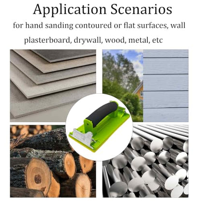 2Pcs Hand Sander with Comfortable Sponge Handle, Manual Sandpaper Holder Block for Drywall, Wood, Metal, Furniture Polishing, Heavy-Duty Sanding Tool with Secure Sandpaper Clamp Green - color: Green