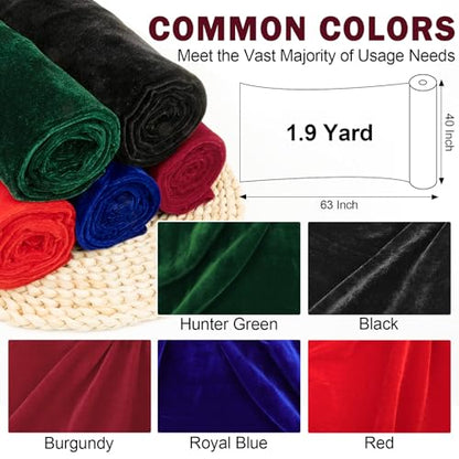 XSEINO Stretch Velvet Fabric by The Yard, 63" x 40" Cut, Soft Red Fabric for Upholstery, Sewing, Crafts, Apparel - 90% Polyester 10% Spandex - color: Red