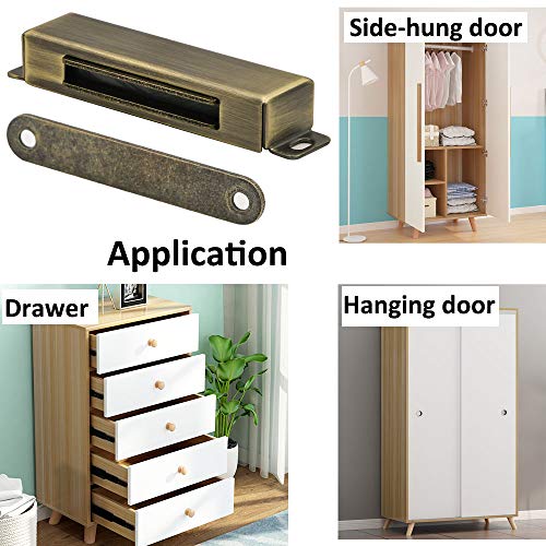 4 Pack Magnetic Cabinet Door Catch- Stainless Steel Closet Catches with Strong Magnetic- Furniture Latch 70 lbs (Bronze) - color: Bronze, size: 4