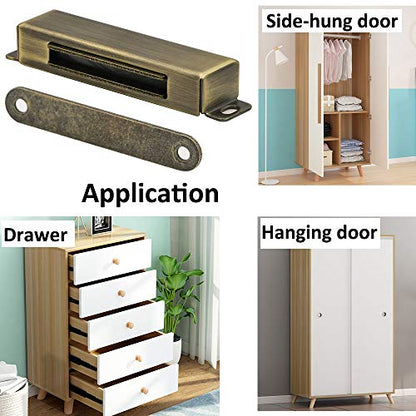 4 Pack Magnetic Cabinet Door Catch- Stainless Steel Closet Catches with Strong Magnetic- Furniture Latch 70 lbs (Bronze) - color: Bronze, size: 4