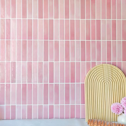 Alwayspon 10 Sheets 3D Peel and Stick PVC Backsplash Tiles, 10"x10" Self-Adhesive Wall Tile Stickers Stick on Subway Tiles for Kitchen Bathroom, Pink - color: T80562