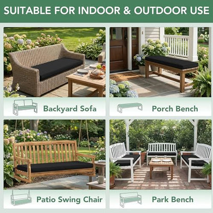Summsun Outdoor Bench Cushion Pad, 48 x 18 x 3 Inch, Black - color: Black, size: 48x18x3 Inch