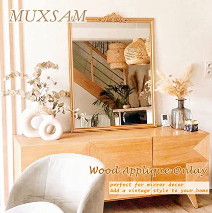 1Pc Long Wood Carved Appliques Onlays Unpainted Wooden Carving Decals - color: 1-pack, size: 11.81 x 3.15 inches