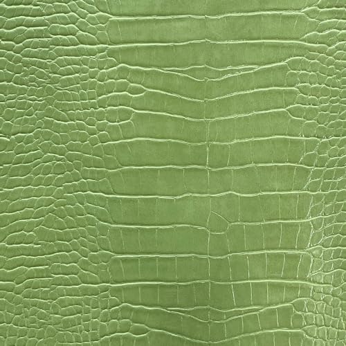 12" x 53" Glossy Embossed Crocodile Texture Faux Leather Roll Synthetic Leather Crafts Fabric for Wallets Keychains Handbags Making Sewing Crafts Material (Green) - color: Green