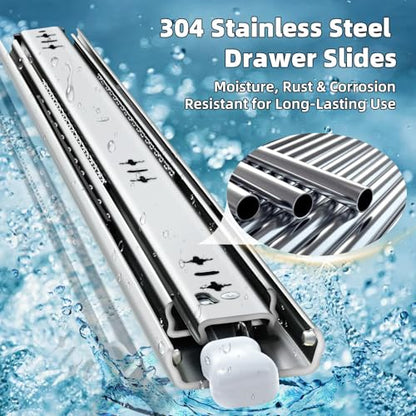 YENUO 304 Stainless Steel Locking Heavy Duty Drawer Slides 12–40 Inch 250LB - size: 12 Inch, style: 304 Stainless With Lock-W:53mm
