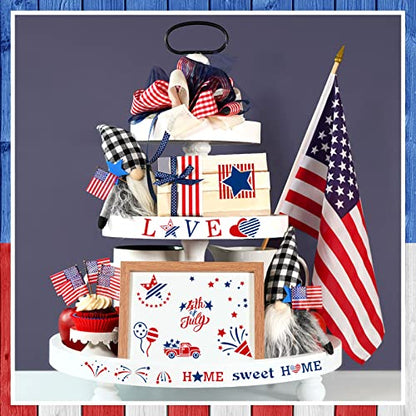 Augshy 56 Pack 4th of July Patriotic Stencils for Americana Painting Crafts - style: Patriotic