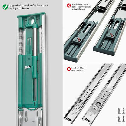 homdiy 10 Pairs Soft Close Drawer Slides 24 Inch Heavy Duty Side Mount Rail - color: Silver, size: 24 Inch