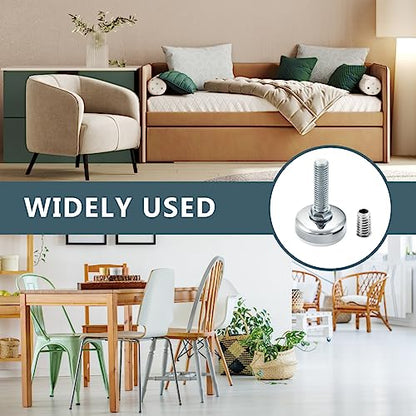 POWERTEC Threaded Leveling Feet 8PK with 3/8"-16 Threaded Inserts, Heavy Duty Adjustable Furniture Levelers with Large Nylon Foot for Cabinets, Benches, Tables & More (71189-P2) - size: Leveling Feet Insert, Set of 8