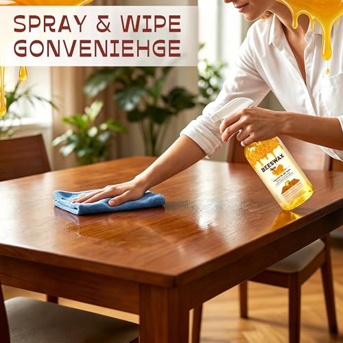 Scratcherase Beeswax Floor Spray, Beeswax Wood Polish Spray, Cleans, Restores Shine, Scratches, Suitable for Floors, Wooden Sofas, and Furniture (1PCS)