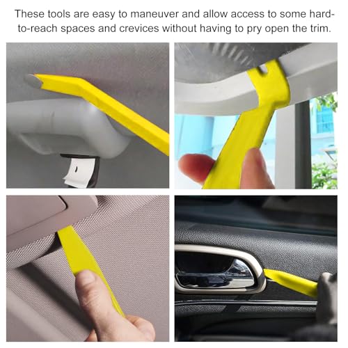 5 PCS Auto Trim Removal Tool Kit, No Scratch Plastic Interior Door Panel Clip Fastener Removal Pry Set, Vehicle Audio Dash Window Molding Remover Tool Kit, Car Accessories (Yellow) - color: Yellow