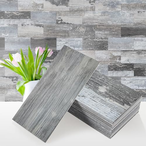 Vamos Tile 100-Pack Peel and Stick Backsplash Tile,3" x 6" PVC Subway Tile - color: Distressed Wood