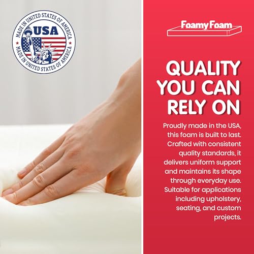 FOAMYFOAM High Density 4 inch Thick, 30 inch Wide, 96 inch Long Upholstery Foam, Cushion Replacement - size: 4" x 30" x 96" (1 Pack)