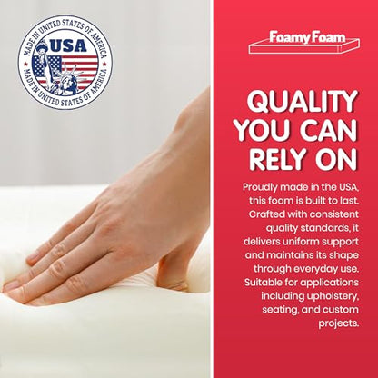FOAMYFOAM High Density 4 inch Thick, 30 inch Wide, 96 inch Long Upholstery Foam, Cushion Replacement - size: 4" x 30" x 96" (1 Pack)