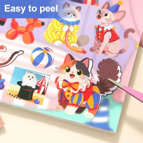 Kawaii Cat Sticker Book - 1000+ Cute Die-Cut Animal Stickers for Scrapbooking, Bullet Journals, Planners & DIY Crafts | Aesthetic Vinyl Sticker Sheets for Kids, Teens & Cat Lovers - color: Blue Cat