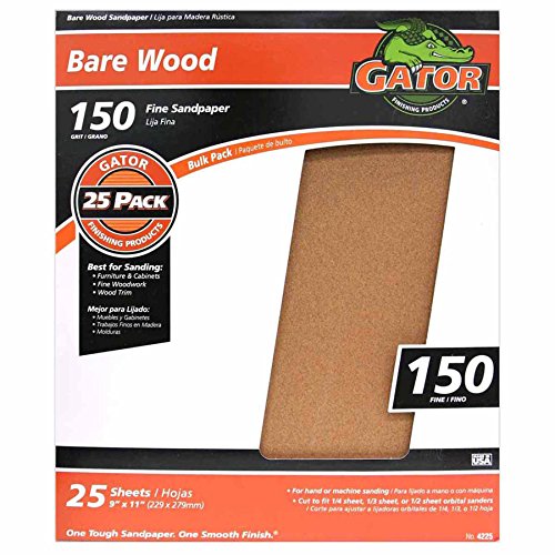 Ali Industries 4225 9 x 11 in. 150 Grit Fine Garnet Sandpaper, 25 Count - size: 150 Grit