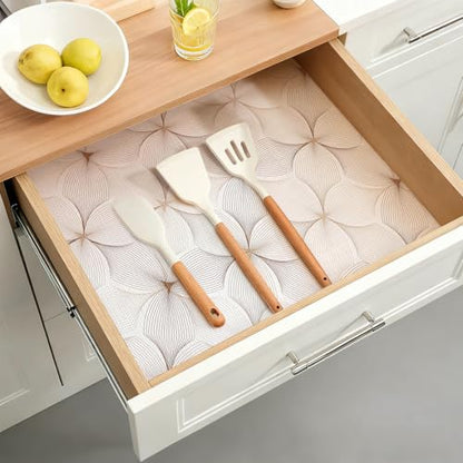 Quttisay Shelf Liner for Cabinets Non Adhesive Drawer Liner 12in x 16.4ft - color: Golden Flower, size: 11.8"W x 196.8"L