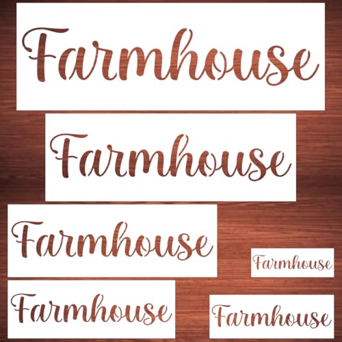 Large Farmhouse Stencils for Painting - 6 Pack Farmhouse Stencil Templates for Painting on Wood, Reusable Letter Stencils for Chalkboard Wood Crafts Signs & Home Front Door Mat Decorations - style: Farmhouse