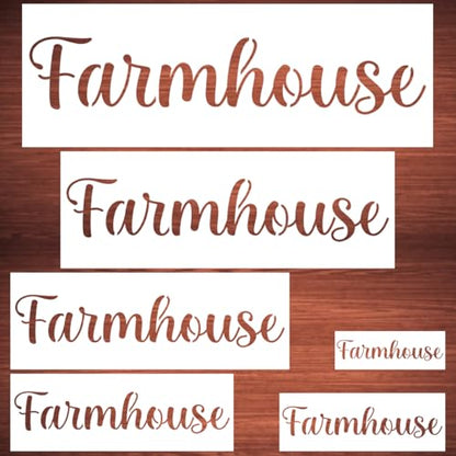 Large Farmhouse Stencils for Painting - 6 Pack Farmhouse Stencil Templates for Painting on Wood, Reusable Letter Stencils for Chalkboard Wood Crafts Signs & Home Front Door Mat Decorations - style: Farmhouse