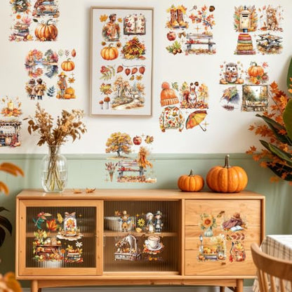 16 Pcs Fall Chinoiserie Rub-On Transfers for Furniture & Crafts - style: Fall Chinoiserie