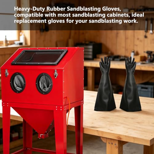 Heavy Duty Sandblasting Gloves Rubber Gloves for Sandblaster Protective Safety Work Black Striped Glove - color: Black 27.5" Gloves