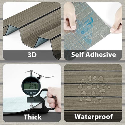 Dark Brown 3D Wood Slat Wall Panel Wallpaper Peel and Stick - color: Dark Brown