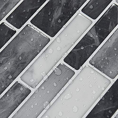 Art3d 10-Pack Marble Wall Tile Peel and Stick Backsplash, 12 x 12 in, Grey - color: Grey-white