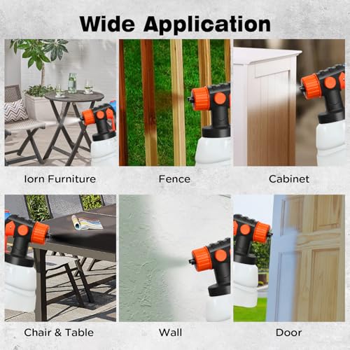 Electric Paint Sprayer with 600W HVLP Spray Gun, 4 Nozzles and 3 Patterns