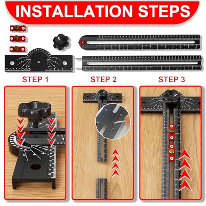 29 Inch Woodworking T Square Ruler, Aluminum Alloy, Adjustable Angle 15-165° Measurement Tool, Precision Drilling Positioning Guide for Carpentry, Drafting, Contractor, Scribe Crafting, Drywall - color: 29.3in black