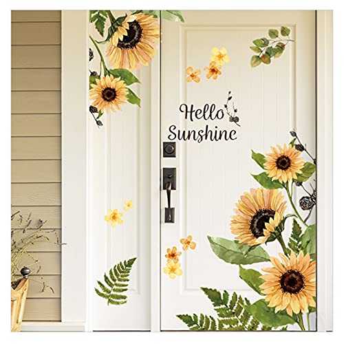 Sunflower Wall Stickers, 3D Yellow Flower Wall Decals, Easy Peel and Stick Wallpaper, DIY Removable Wall Art Mural for Bathroom, Bedroom, Nursery, TV Shower Door Home Decor - style: Sunflower