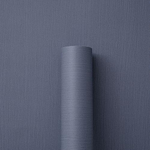 Haimin Fabric Wallpaper 24" x 393" Peel and Stick Textured Contact Paper - color: Blue
