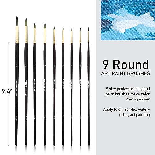 Falling in Art 9 PCS Long Handle Round Paint Brushes Set - style: Round