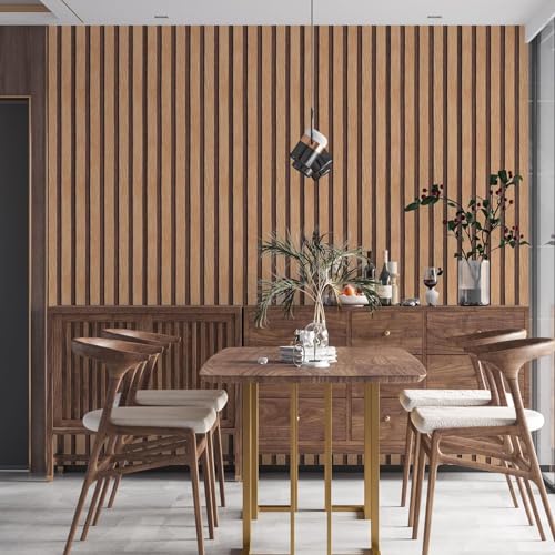 Yun-aeon Natural Wood - Tan Slats Peel and Stick Wallpaper for Wall - color: Tan, size: 17.3" x 300"