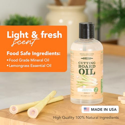 CLARK'S Cutting Board Oil 12 Oz, Food Grade Mineral Oil - Lemongrass Scent - style: Lemongrass Extract (Bamboo) - 12 Oz