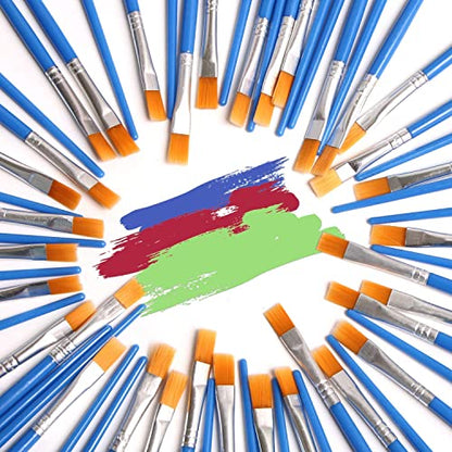DECYOOL 60 Pcs Flat Paint Brushes Bulk, Small Paint Brush Set for Painting - style: Flat Brushes